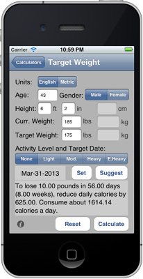 iPhone Target Weight Calculator