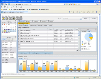 Online Fitness Software Screen Shot